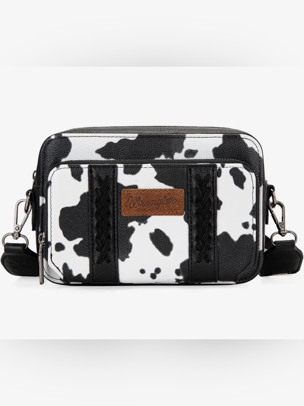 Wrangler Black & White Cowprint Crossbody Bag